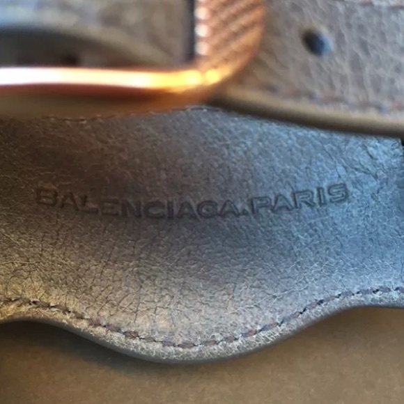 BALENCIAGA Moto Cuff Bracelet Leather SZ S Gray - Picture 6 of 8